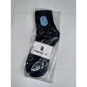 A Bathing Ape BAPE Socks Black Blue Marble Ape Head Logo Crew Streetwear New